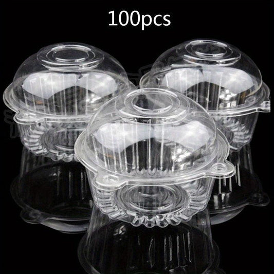 100pcs Clear Plastic Cupcake Boxes Disposable & BPA