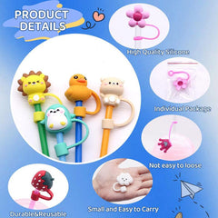 10pcs Silicone Straw Covers Splash & Dust Proof for 7 8mm Straws