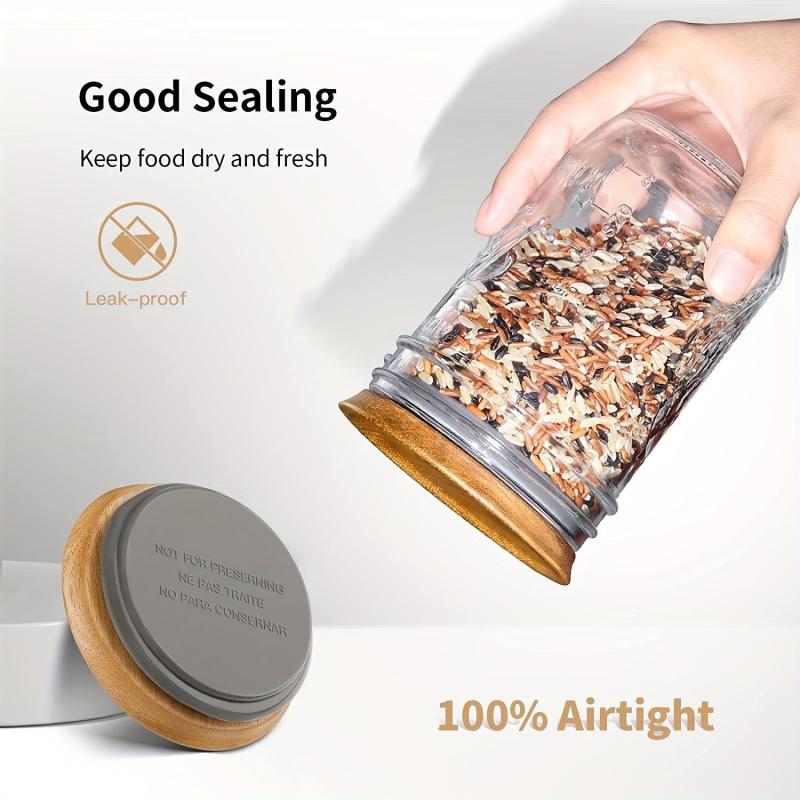 Regular Mouth Mason Jar Lid Wooden Storage Ball Jars Wooden Lid Airtight Seal