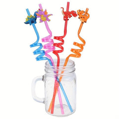 8pcs Dinosaur Plastic Drinking Straws for Summer Party Decor