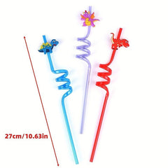 8pcs Dinosaur Plastic Drinking Straws for Summer Party Decor