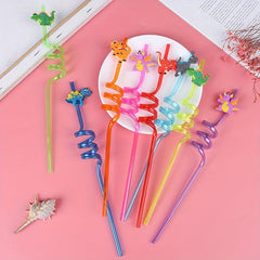 8pcs Dinosaur Plastic Drinking Straws for Summer Party Decor
