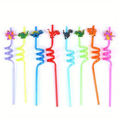 8pcs Dinosaur Plastic Drinking Straws for Summer Party Decor
