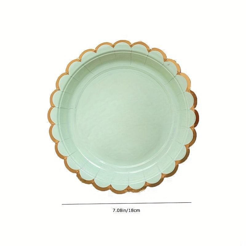 8 Glossy Flower Paper Plates 17 Disposable Tableware for Parties