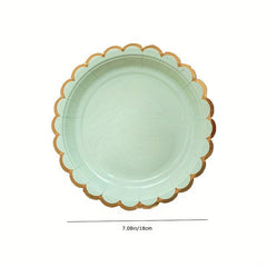 8 Glossy Flower Paper Plates 17 Disposable Tableware for Parties