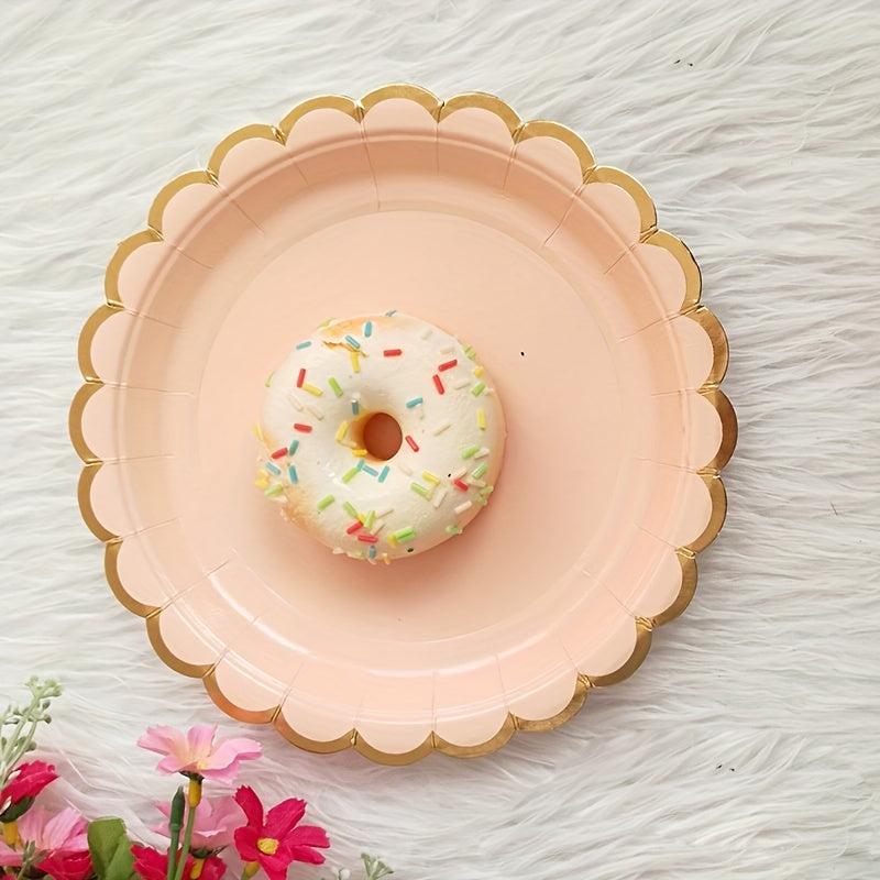 8 Glossy Flower Paper Plates 17 Disposable Tableware for Parties