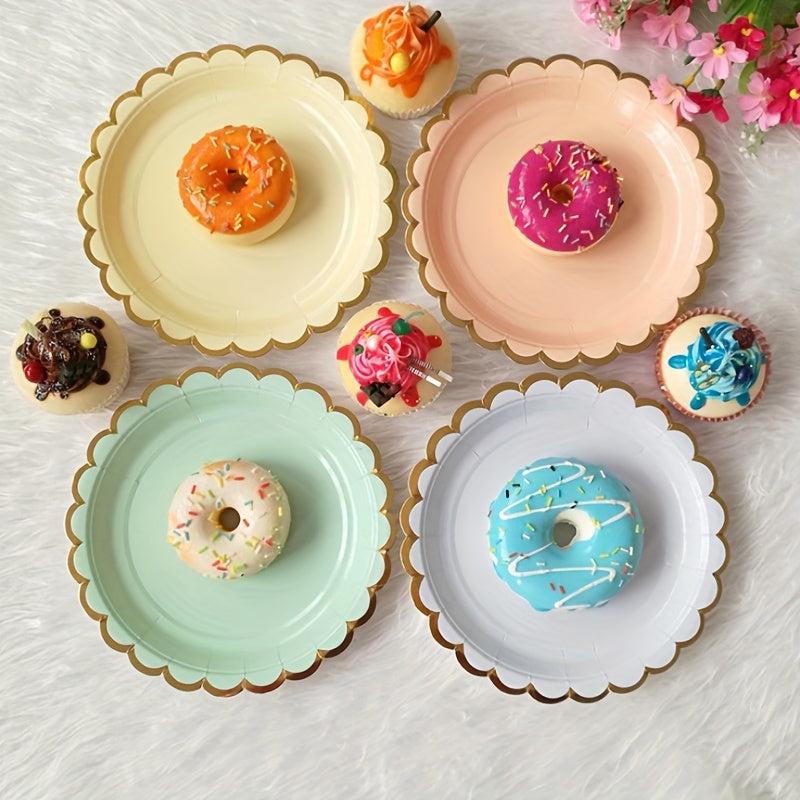 8 Glossy Flower Paper Plates 17 Disposable Tableware for Parties