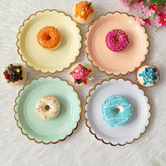 8 Glossy Flower Paper Plates 17 Disposable Tableware for Parties