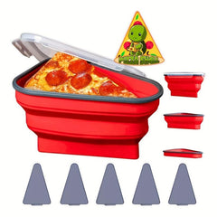 Pizza Storage Container w/ 5 Microwavable Trays Silicone Slice Keeper