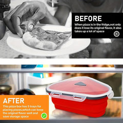 Pizza Storage Container w/ 5 Microwavable Trays Silicone Slice Keeper