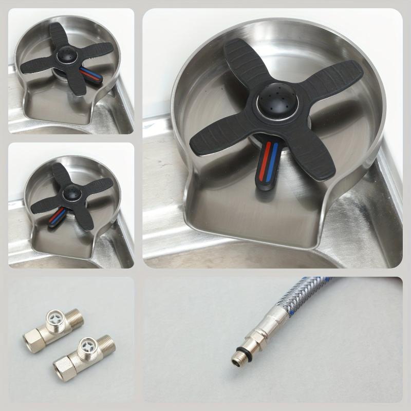 Glass Rinser For Kitchen Sink Hot/Cold Faucet Stainless Steel