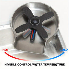 Glass Rinser For Kitchen Sink Hot/Cold Faucet Stainless Steel