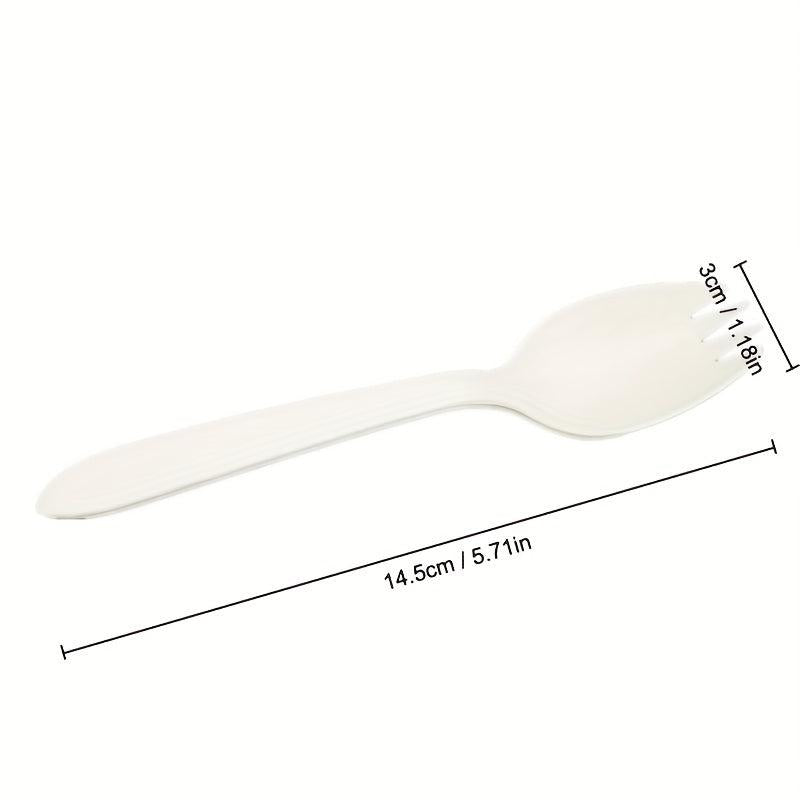 100pcs Cornstarch Disposable Fork Spoon Individually Wrapped Ice Cream Spoon