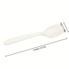 100pcs Cornstarch Disposable Fork Spoon Individually Wrapped Ice Cream Spoon
