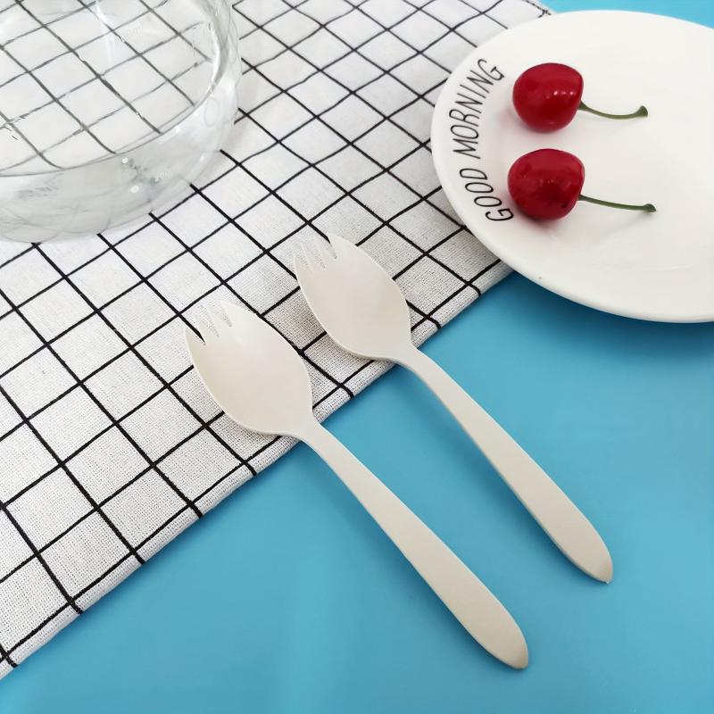 100pcs Cornstarch Disposable Fork Spoon Individually Wrapped Ice Cream Spoon