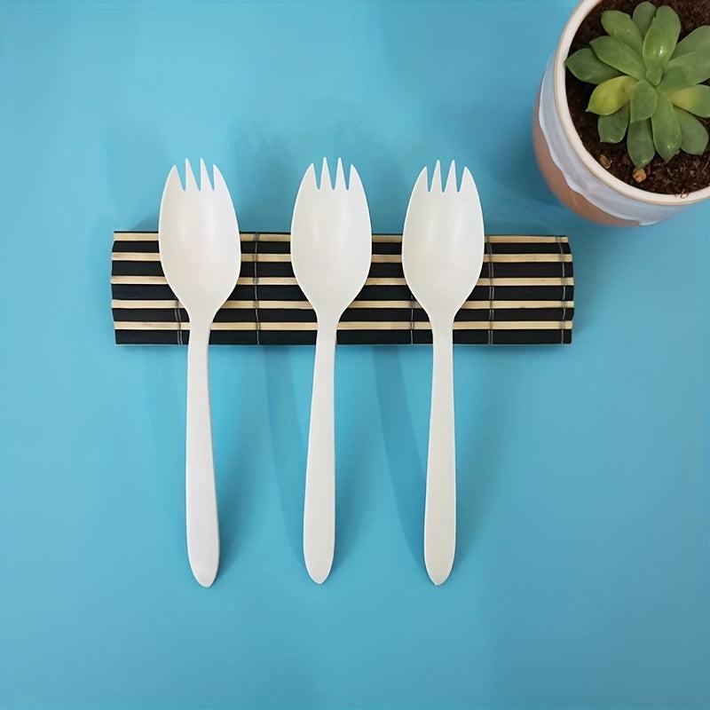 100pcs Cornstarch Disposable Fork Spoon Individually Wrapped Ice Cream Spoon