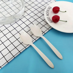 100pcs Cornstarch Disposable Fork Spoon Individually Wrapped Ice Cream Spoon