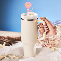 10pcs Silicone Flower Straw Covers, Colorful Straw Protectors for Reusable Straw