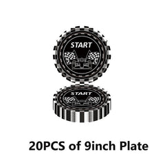 20pcs Checkered Racing Party Tableware Set - Race Car Themed Paper Plates, Napki