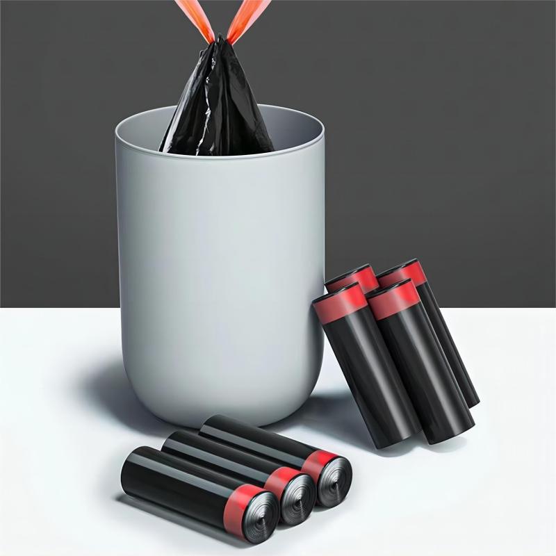 Drawstring Garbage Bags 5 Rolls 15 Bags Each Household Kitchen Disposable