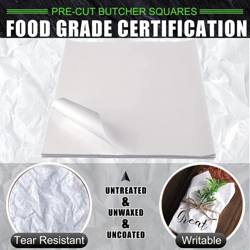100pcs Disposable Butcher Paper Sheets 30x30cm Square Meat Sheet