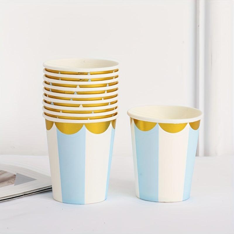 10pcs Disposable Paper Cups 250ml for Tea Coffee Cold Drinks