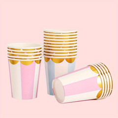 10pcs Disposable Paper Cups 250ml for Tea Coffee Cold Drinks