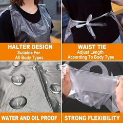 Clear Waterproof Disposable Aprons for Cooking 20pcs