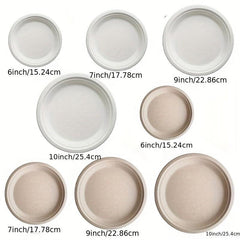 50pcs Disposable Plate 22 Sugarcane Bagasse Plate Biodegradable Paper Plates