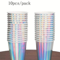 10pcs Laser Colorful Party Paper Cups
