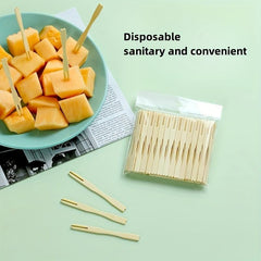 100pcs 8 Bamboo Wooden Paddle Pick Skewer Cocktail Pick Appetizer Toothpick