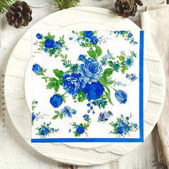 20 Disposable Square Floral Print Napkins for Events Bathroom Kitchen