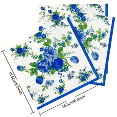 20 Disposable Square Floral Print Napkins for Events Bathroom Kitchen