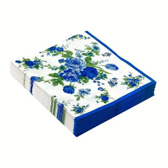 20 Disposable Square Floral Print Napkins for Events Bathroom Kitchen
