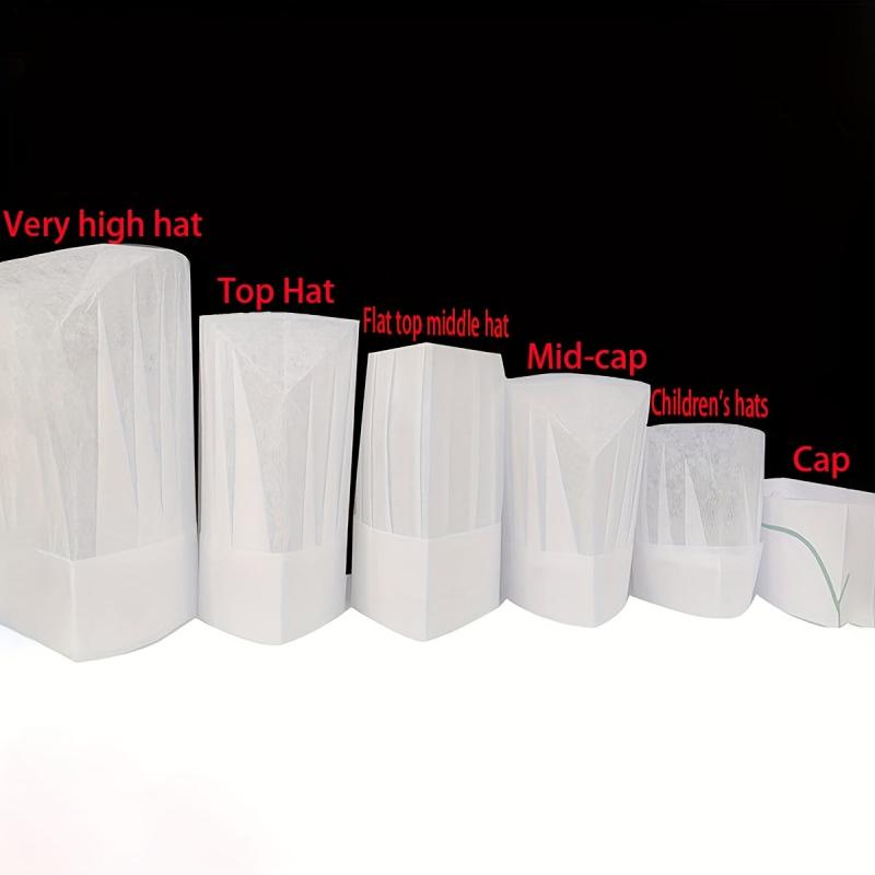10 Pcs Disposable Chef Hats Adult Unisex Kitchen Caps Bulk Set