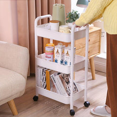 1pc Kitchen Cart with Caster Wheels 3 4 Layer Small Stroller Shelf
