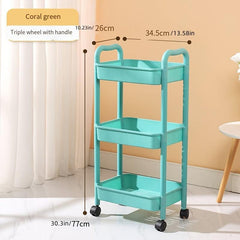 1pc Kitchen Cart with Caster Wheels 3 4 Layer Small Stroller Shelf