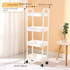 1pc Kitchen Cart with Caster Wheels 3 4 Layer Small Stroller Shelf