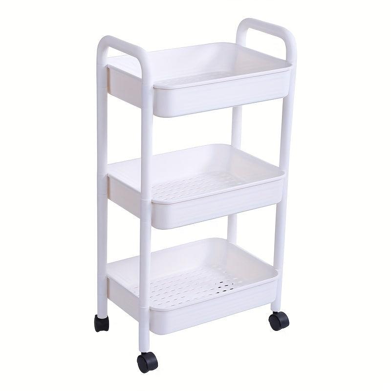 1pc Kitchen Cart with Caster Wheels 3 4 Layer Small Stroller Shelf