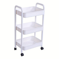 1pc Kitchen Cart with Caster Wheels 3 4 Layer Small Stroller Shelf