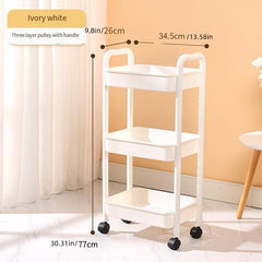 1pc Kitchen Cart with Caster Wheels 3 4 Layer Small Stroller Shelf