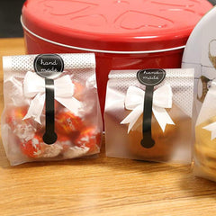 100pcs Polka Dot Frosted Biscuit Gift Bag 22.8 with Self-adhesive Sticker