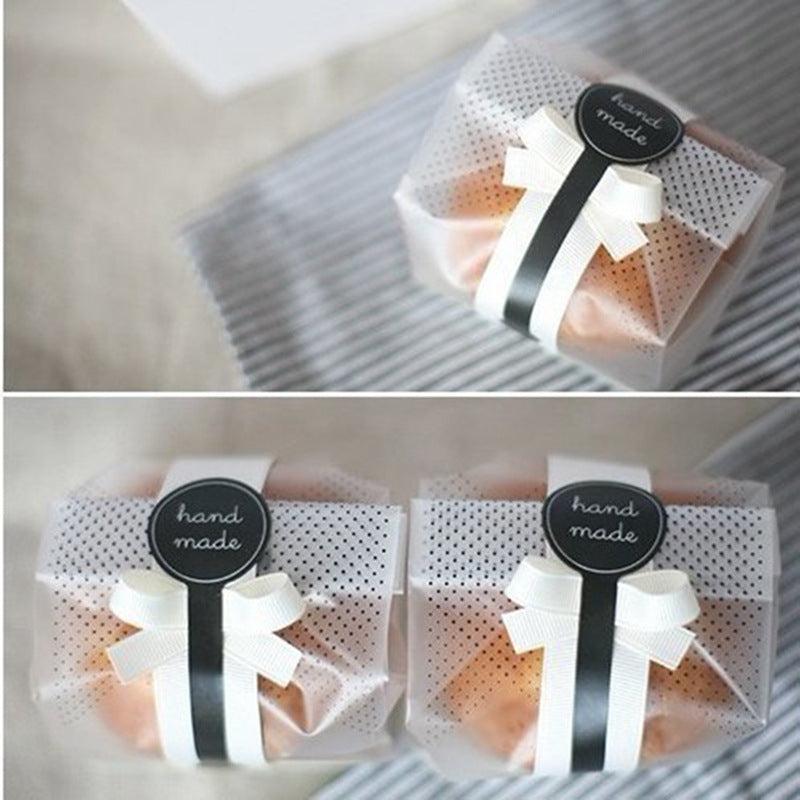 100pcs Polka Dot Frosted Biscuit Gift Bag 22.8 with Self-adhesive Sticker