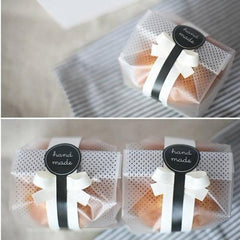 100pcs Polka Dot Frosted Biscuit Gift Bag 22.8 with Self-adhesive Sticker