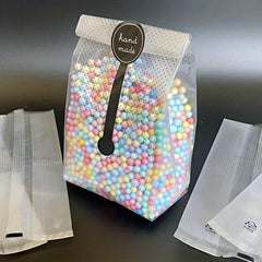100pcs Polka Dot Frosted Biscuit Gift Bag 22.8 with Self-adhesive Sticker