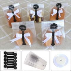 100pcs Polka Dot Frosted Biscuit Gift Bag 22.8 with Self-adhesive Sticker