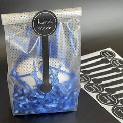 100pcs Polka Dot Frosted Biscuit Gift Bag 22.8 with Self-adhesive Sticker