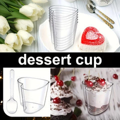 25pcs Heart-shaped Dessert Cups 5oz with Spoons - Transparent