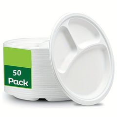 50pcs Eco-Friendly Disposable Sugarcane Slag Plate Paper Dinner Plate