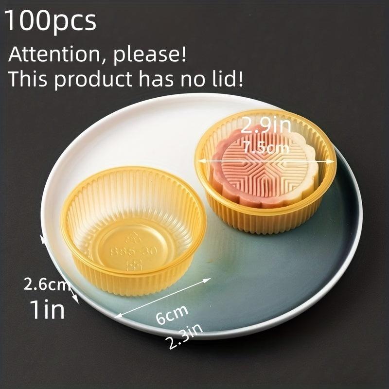 100pcs Transparent Plastic Mooncake and Cupcake Tray Container